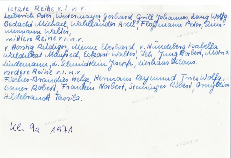 Klasse 9a 1971